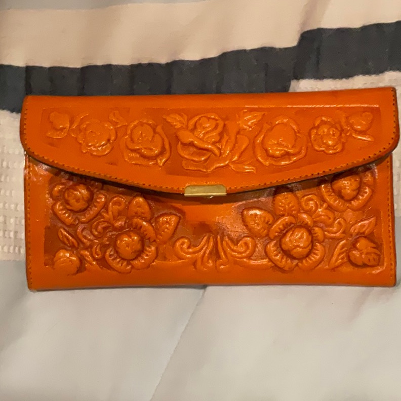 Unique Vintage Embossed Rose Authentic Leather Wallet